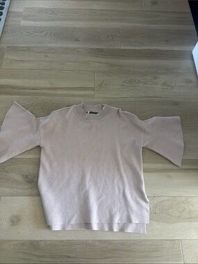 Free People Soft Blush Crewneck Sweater with Flared Short Sleeves